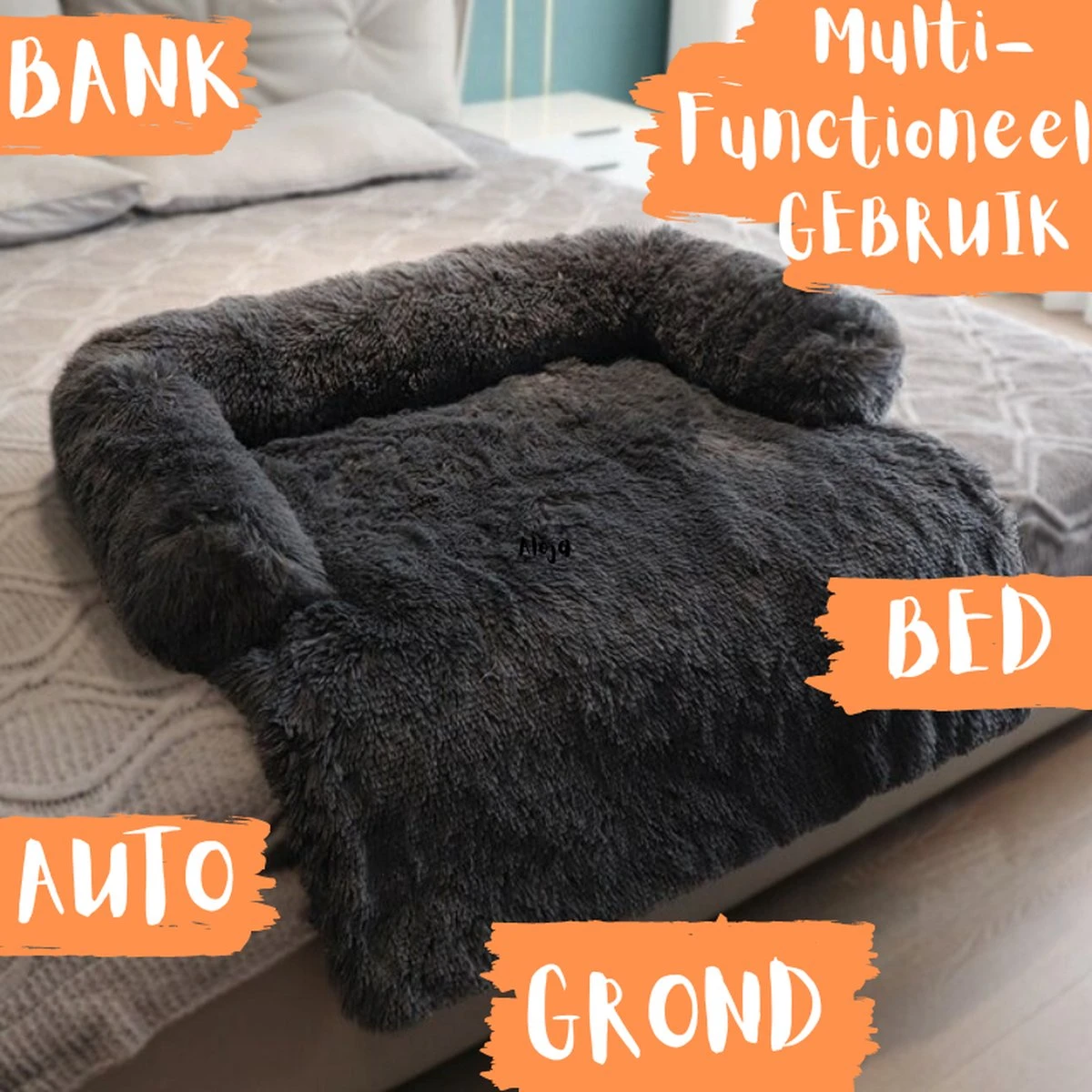 Origineel Hondendeken Voor Bank– Hondenkleed Fluffy – Pluche Hondenbed - Hondenmand Premium - Volledig Afritsbaar - Afbeelding 14