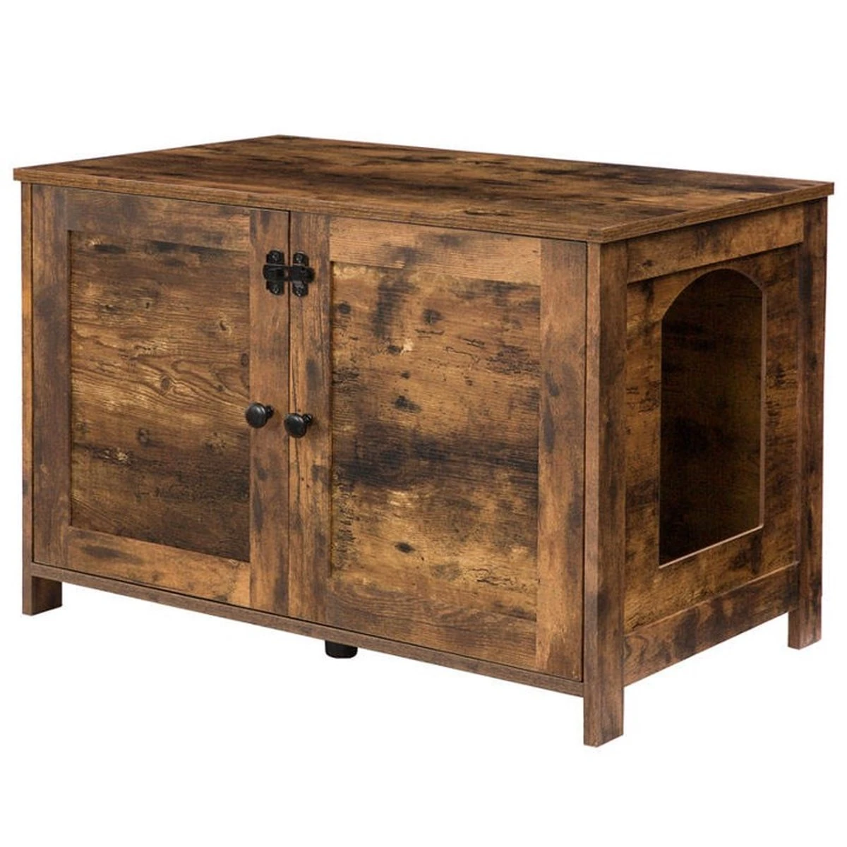 Houten Kattenhuis - Kattenkast Voor Binnen & Buiten - Kattenhok - Kattenhuisje Hout Met Deur En Gat - Hondenhok Voor Kleine Honden - 80 X 50 X 55 Cm - Afbeelding 4