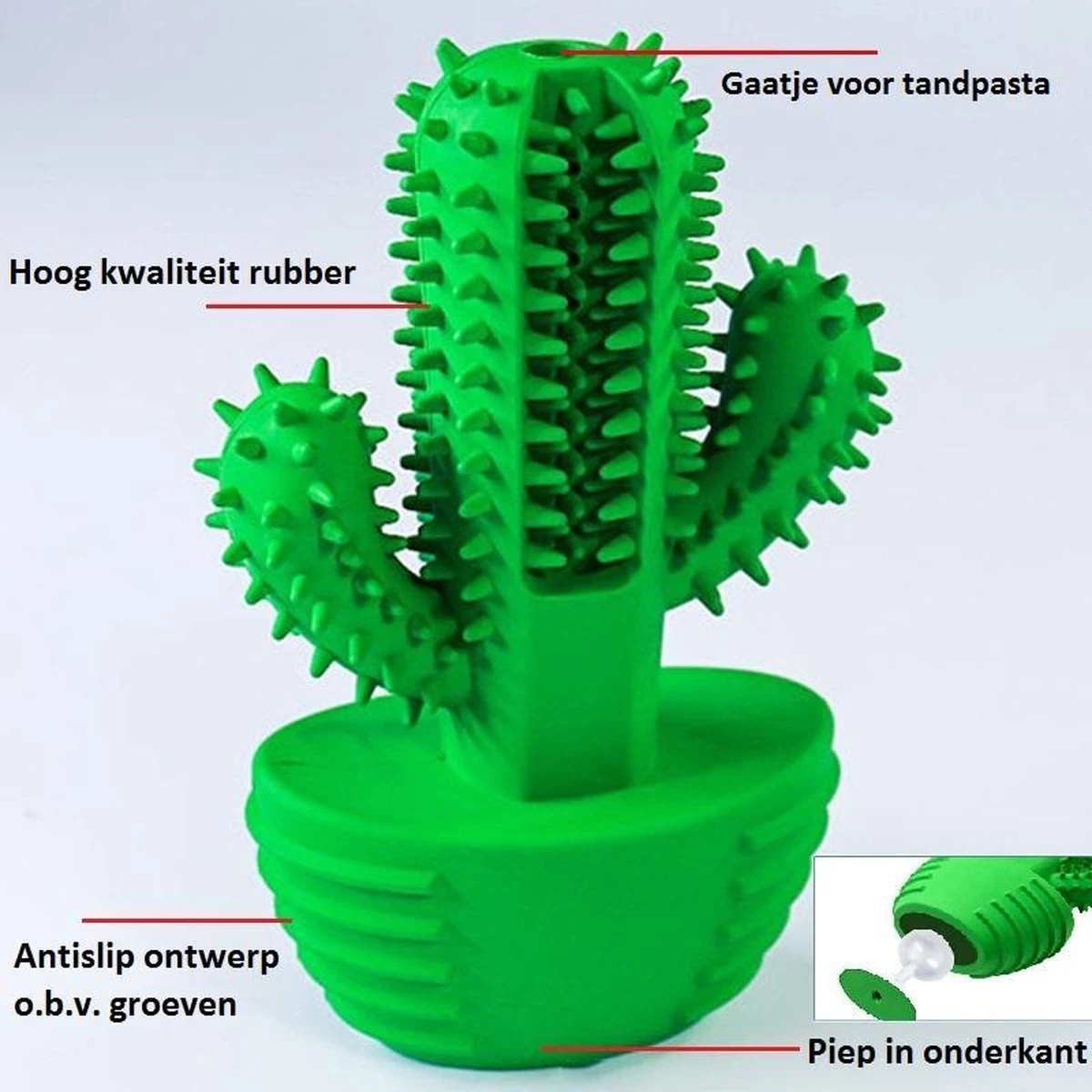 Tandenborstel + TANDPASTA Hond Melk Geur Smaak En Piep Honden Speelgoed - Cactus Dog Toy Tandverzorging Kauwbotten Hondenspeelgoed Hondenbot Kauwstaaf Tanden Puppy Hondenspeeltje Sterk Kauwspeelgoed - Dutchwide - Afbeelding 5