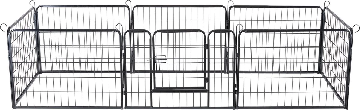 ACAZA Hondenren In 8 Panelen - Hondenkennel - Met Deur - 60 Cm Hoogte - Zwart - Afbeelding 10