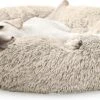 Pet Perfect Donut Hondenmand XXL - 100cm - Fluffy Hondenkussen - Hondenbed - Créme/Bruin