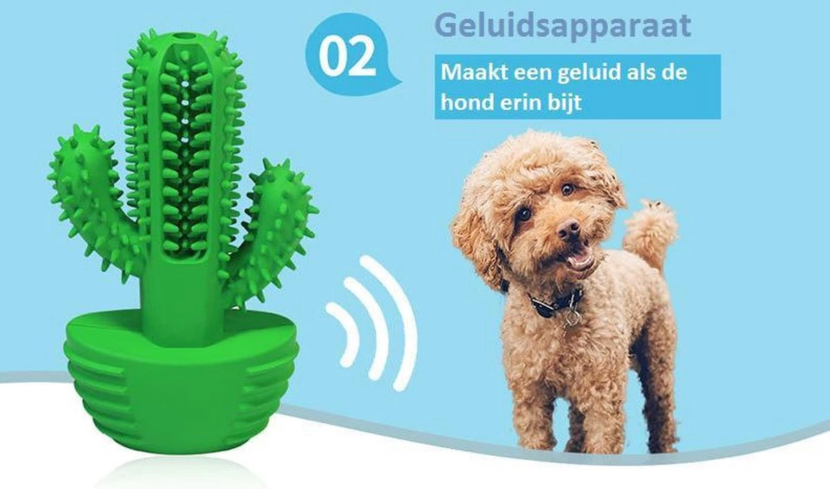Tandenborstel + TANDPASTA Hond Melk Geur Smaak En Piep Honden Speelgoed - Cactus Dog Toy Tandverzorging Kauwbotten Hondenspeelgoed Hondenbot Kauwstaaf Tanden Puppy Hondenspeeltje Sterk Kauwspeelgoed - Dutchwide - Afbeelding 3
