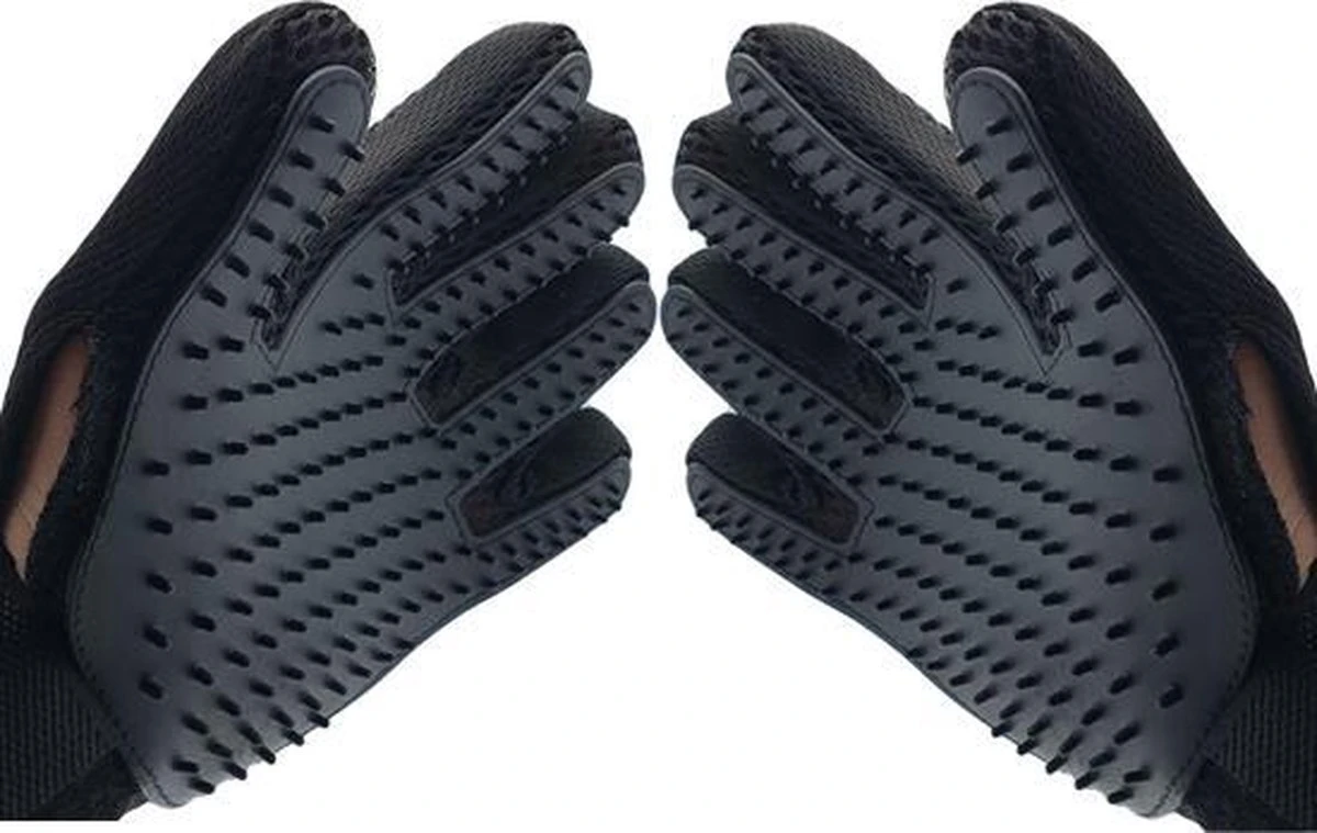 Borstel Voor Huisdieren - 2 Stuks LINKS + RECHTS - Voor Elke Vacht - Silicone - Vachtborstel - Borstel Handschoen - Zwart- ODaani