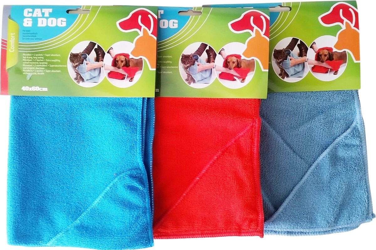 Dierenhanddoek Microvezel - Honden En Katten - Incl. Handvatten - 40x60 Cm - Lichtblauw - Afbeelding 4