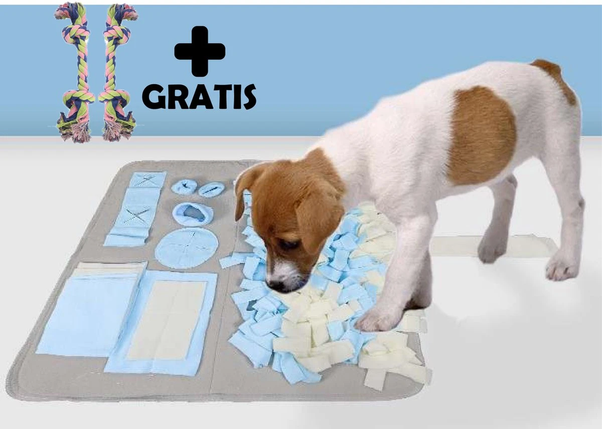 Snuffelmat - Snuffelmat Hond - Denkspelletjes Voor Honden - GRATIS 2 Trektouwen - Snuffelmatten - Snuffelmat Voor Honden