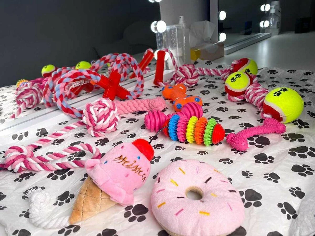 Honden Speelgoed - Puppy Speelgoed - 11 Stuks - Roze - 1 Speeltje Gratis - Honden Knuffel - Trektouw - Honden Speeltjes - Afbeelding 5