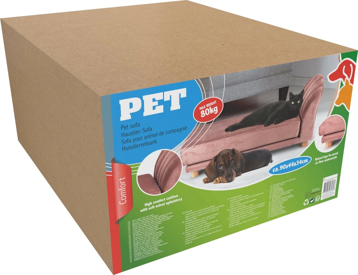 Maxxpro Katten- En Hondenbank - Roze - Verhoogd Met Houten Poten - Fluweel Materiaal - 90 X 44 X 34 CM - Huisdieren Tot 80 KG - Afbeelding 5