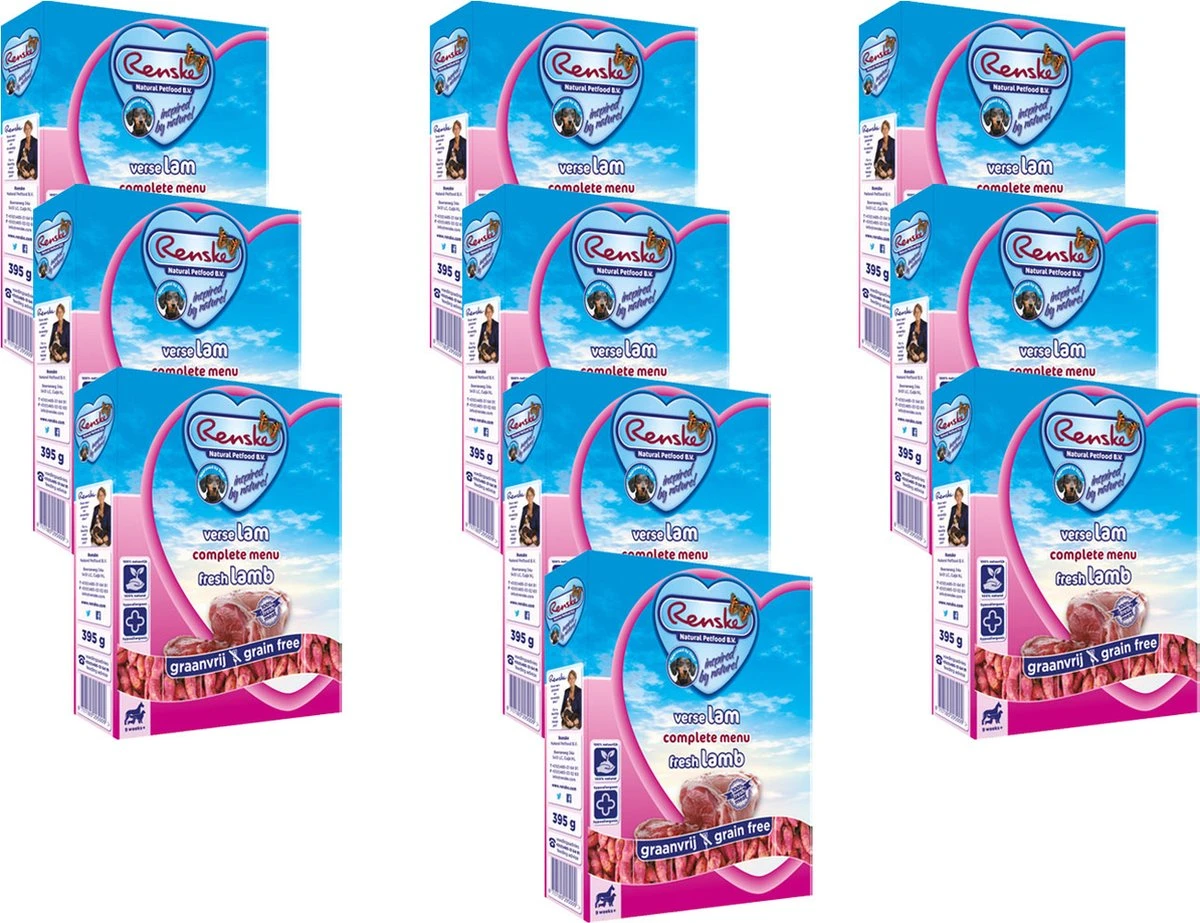 Renske Hond Vers Adult Graanvrij - Lam - Hondenvoer - 10 X 395 G - Afbeelding 8