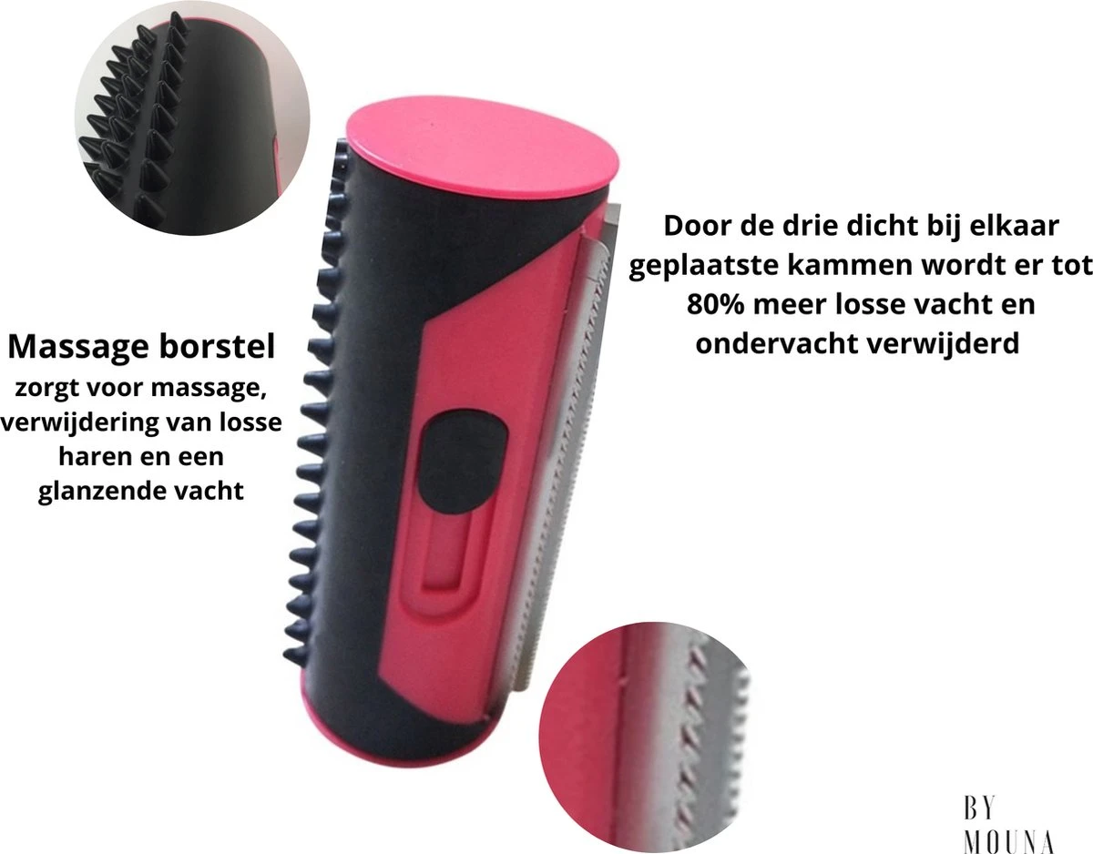 Ondervacht Kam- Hond Borstel - Klittenkam Voor Honden En Katten – Verwijderd Klitten En Voorkomt Verharing- Hondenkam Langharig - Hondenborstel Kortharig- Huisdierborstel - Vachtverzorging- Hondenborstel Rood - Afbeelding 3