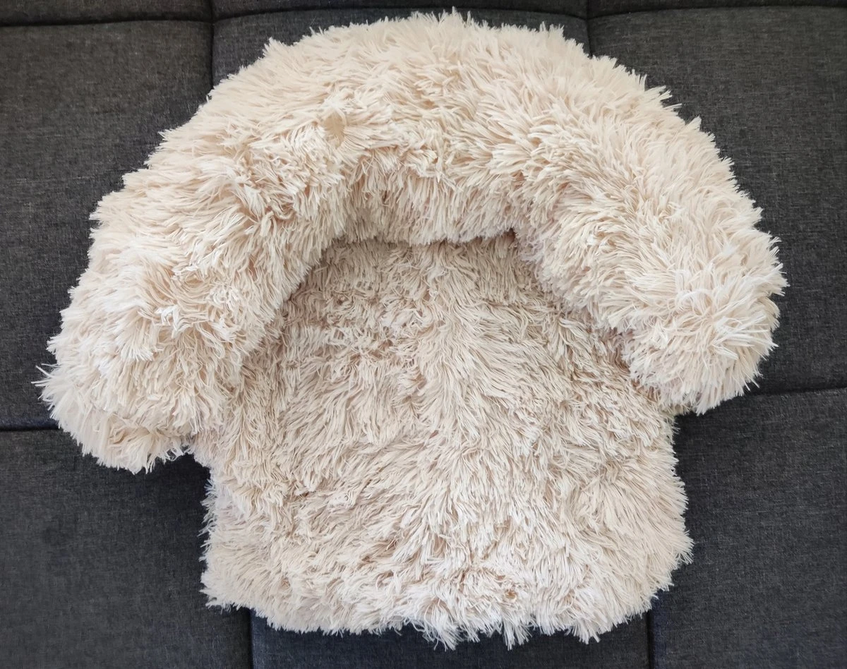 Kussen Voor Kat Of Kleine Hond | Fluffy Dierenkussen Van Pluche | Kat | Bank | Mand | Kattenmand | Kattendeken & Bankbeschermer Max. 15 Kg | Beige | Maat XS - Afbeelding 3