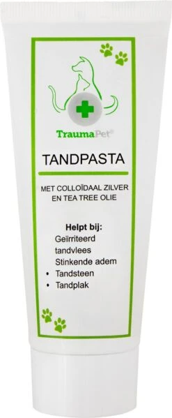 TraumaPet Tandpasta Met Colloïdaal Zilver Voor Dieren | Met Vleessmaak | Bij Stinkende Adem | Tandplak | Geïrriteerd Tandvlees | Tandsteen