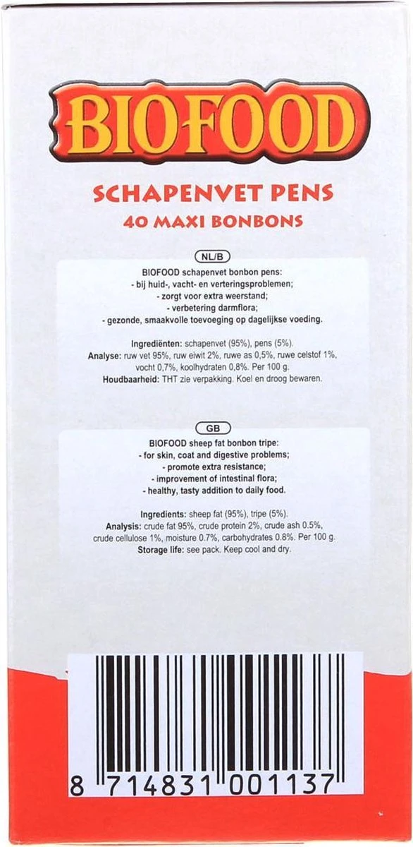 Biofood BF Petfood Schapenvet Bonbons Pens 40 Stuks - Afbeelding 3