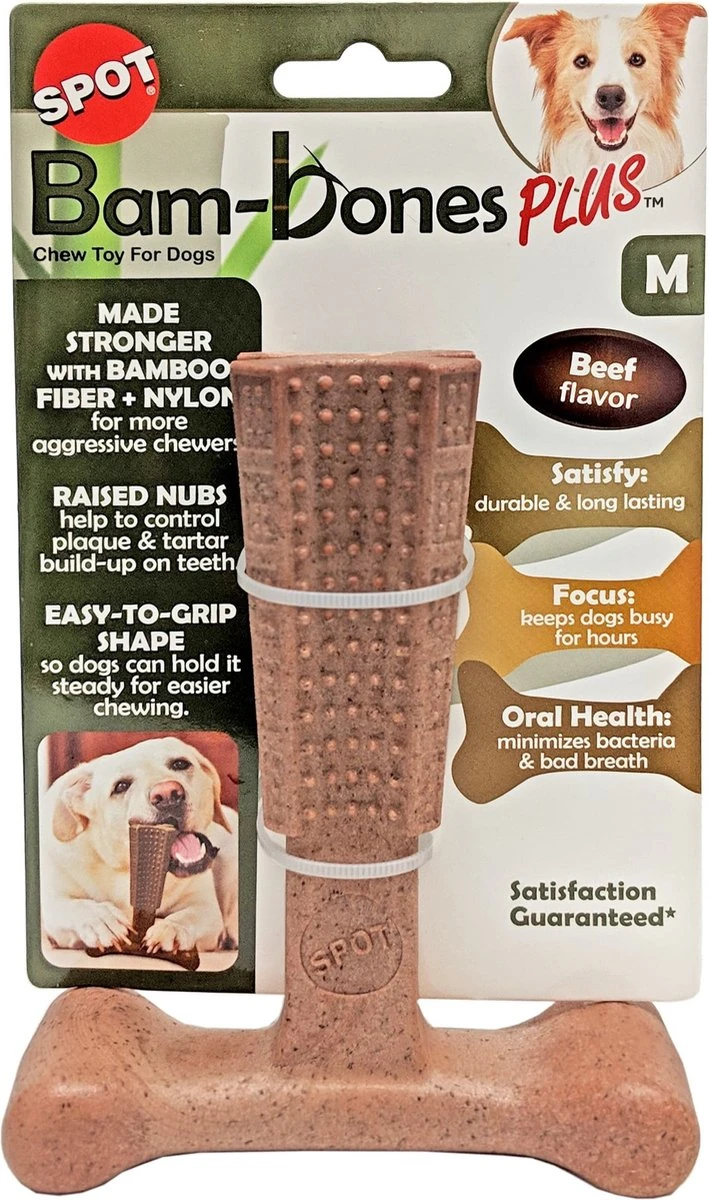 Spot Bam-Bones Plus Easy Grip - Veilig Kauwbot Voor Honden - Speciaal Voor Sterke Kauwers - Verzorgt Het Gebit Van De Hond - Rund Of Kip - S/M/L - Maat: Large, Smaak: Kip - Afbeelding 2