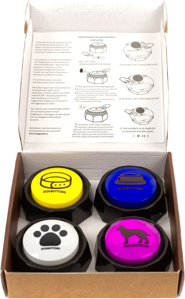 Dogbuttons® – PETIFY PREMIUM Praatknoppen –4 Stuks - Praatknop – Hond – Opneembare Knoppen – Hond Praten – Hondentraining – Praatknoppen – Dog Button – Hondenknop – Huisdier – Honden Speelgoed Intelligentie – Praten Met Hond – Laat Uw Hond Spreken! - Afbeelding 6