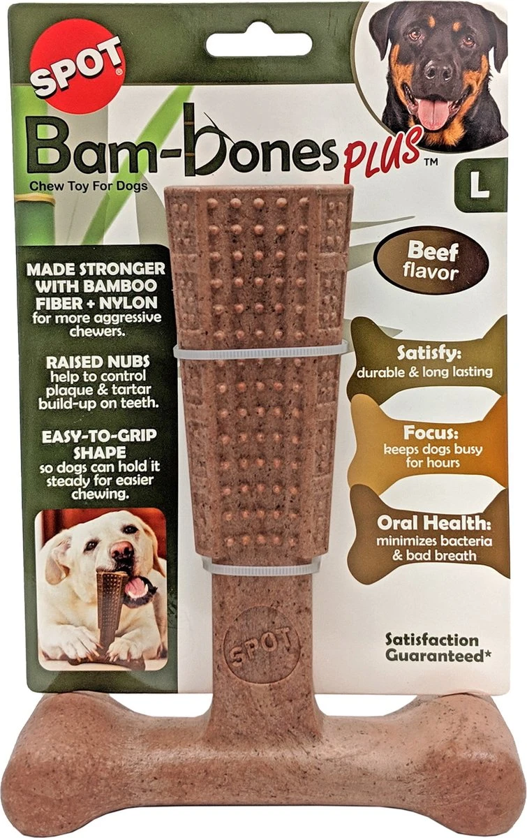Spot Bam-Bones Plus Easy Grip - Veilig Kauwbot Voor Honden - Speciaal Voor Sterke Kauwers - Verzorgt Het Gebit Van De Hond - Rund Of Kip - S/M/L - Maat: Large, Smaak: Kip - Afbeelding 5