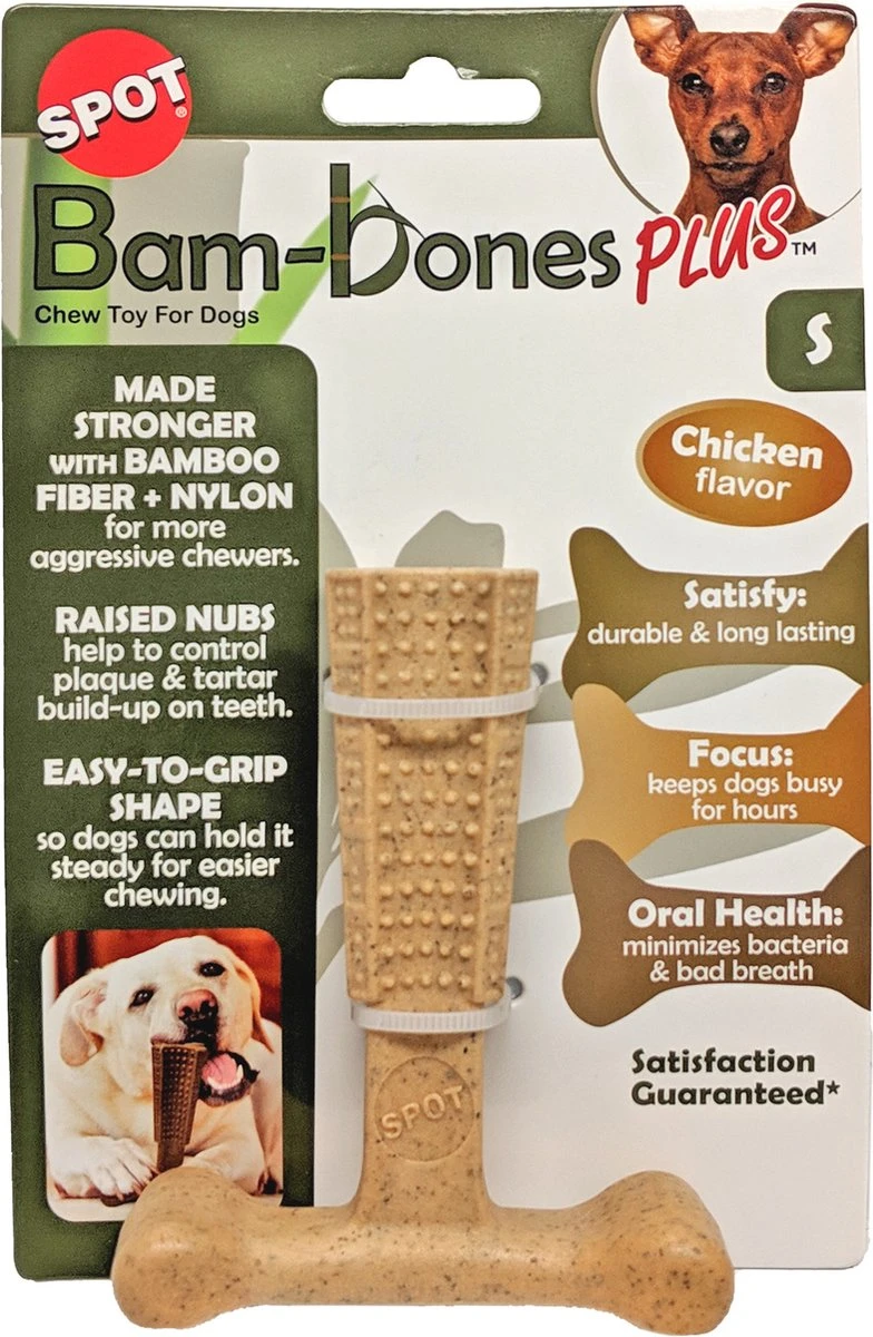Spot Bam-Bones Plus Easy Grip - Veilig Kauwbot Voor Honden - Speciaal Voor Sterke Kauwers - Verzorgt Het Gebit Van De Hond - Rund Of Kip - S/M/L - Maat: Large, Smaak: Kip - Afbeelding 7