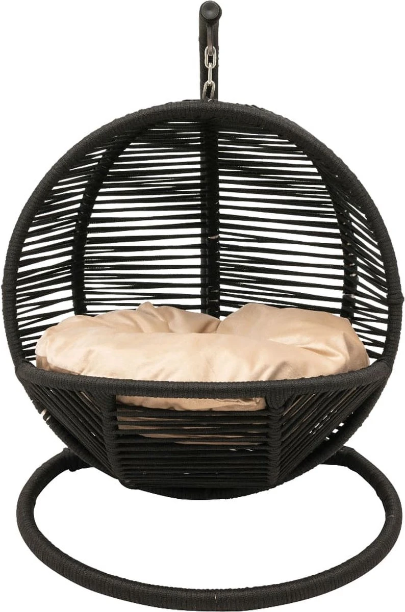 Merkloos Mini Hangstoel Swing Simba Kat / Hond Zwart | Creme Kussen