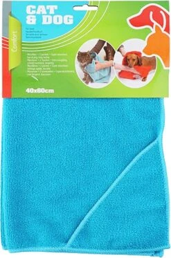 Dierenhanddoek Microvezel - Honden En Katten - Incl. Handvatten - 40x60 Cm - Blauw