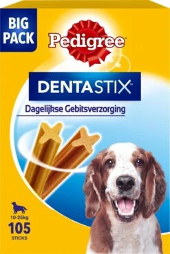 Pedigree Dentastix Kauwstaven - Gebitsverzorgende Hondensnacks - Medium - 105 Stuks