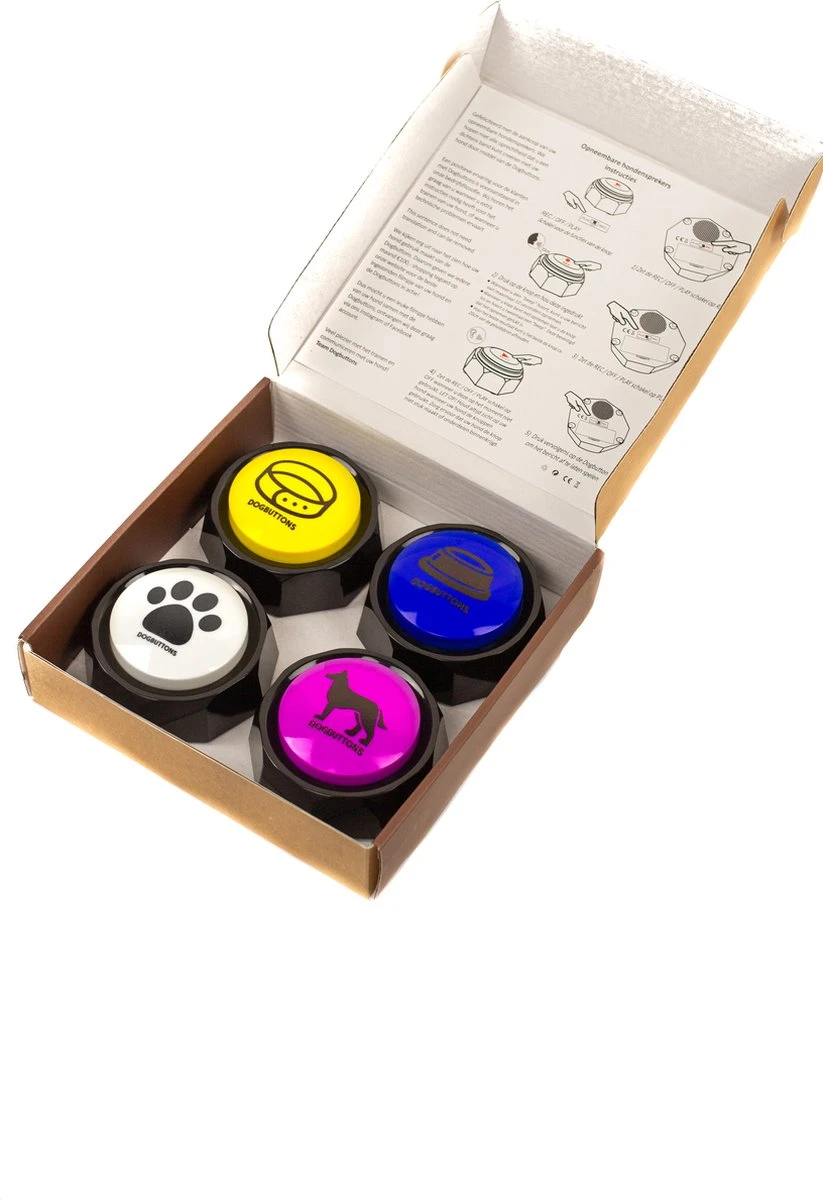 Dogbuttons® – PETIFY PREMIUM Praatknoppen –4 Stuks - Praatknop – Hond – Opneembare Knoppen – Hond Praten – Hondentraining – Praatknoppen – Dog Button – Hondenknop – Huisdier – Honden Speelgoed Intelligentie – Praten Met Hond – Laat Uw Hond Spreken! - Afbeelding 2