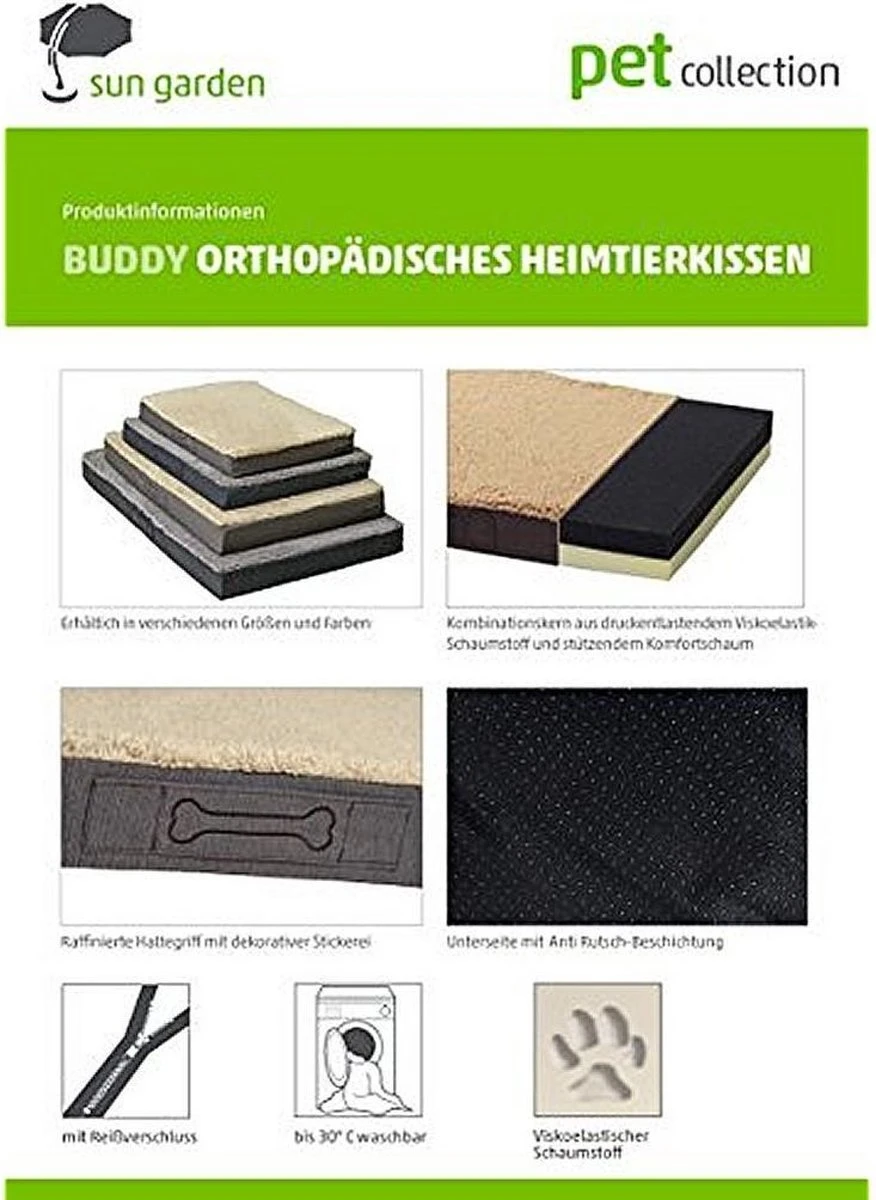 Sun Garden Buddy Orthopedisch Hondenkussen 140x100x10cm - Afbeelding 5