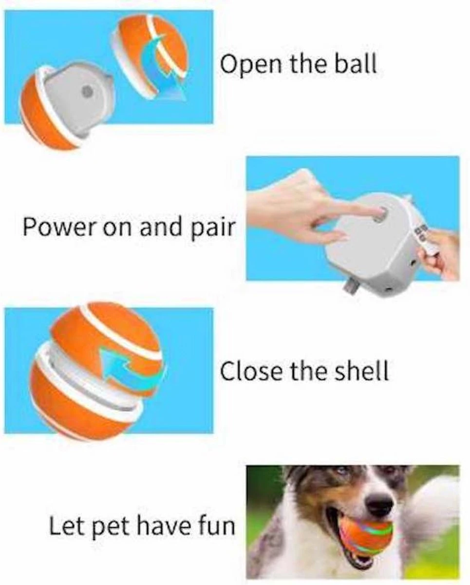 Merkloos Slimme Interactieve Zelf Rollende Bal Voor Honden - 3 Speelmodi - Honden Speelgoed - Hondenspeeltjes - USB Oplaadbaar - Met Afstandsbediening - Intelligente Automatische Roterende Waterproof Led Bal Met Afstandsbediening - Oranje - Afbeelding 7