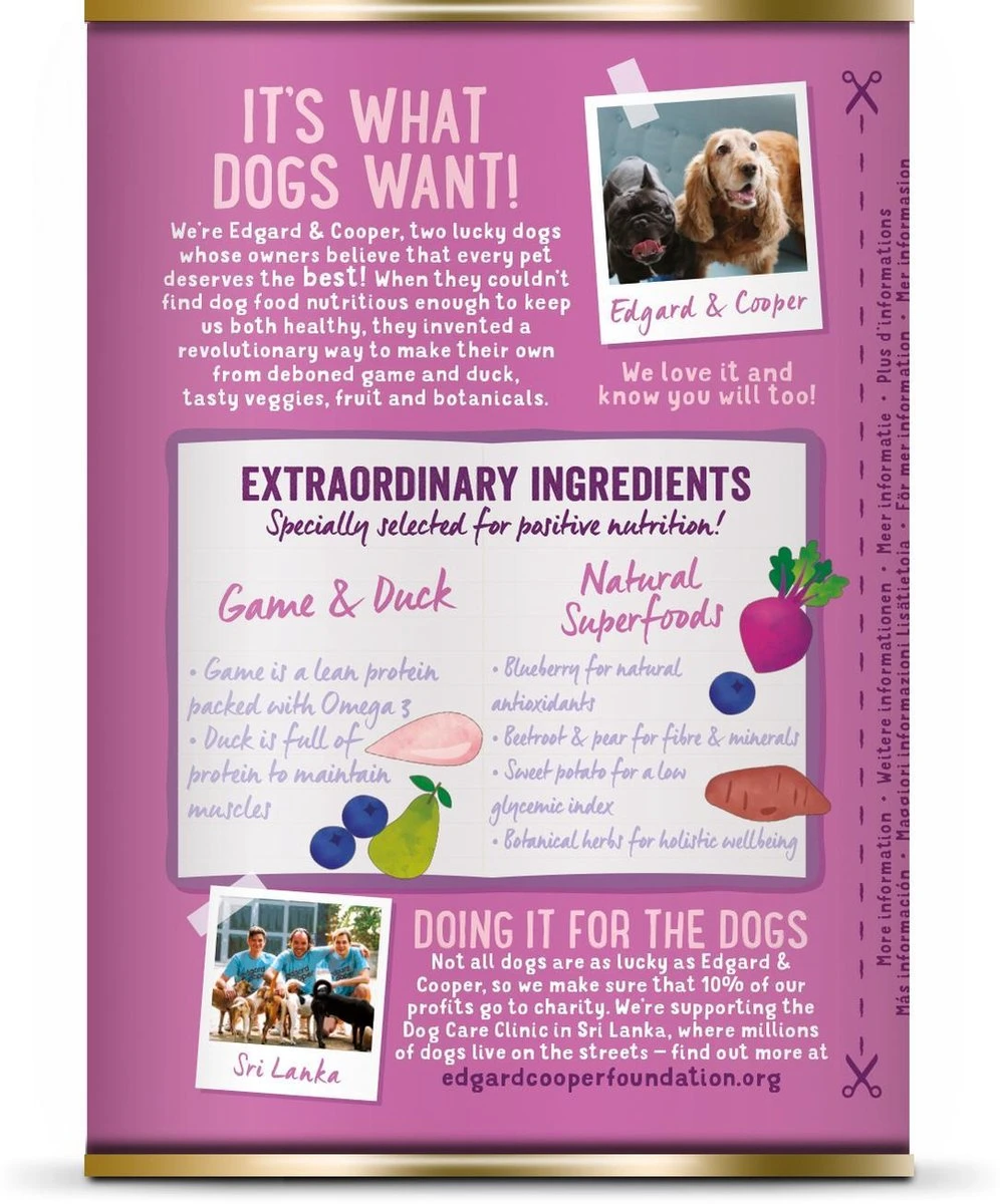 Edgard & Cooper Wild & Eend Blik - Voor Volwassen Honden - Hondenvoer - 12 X 400g - Afbeelding 5
